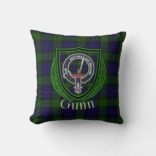 Gunn Scottish Clan Tartan & Crest Kissen (Vorderseite)