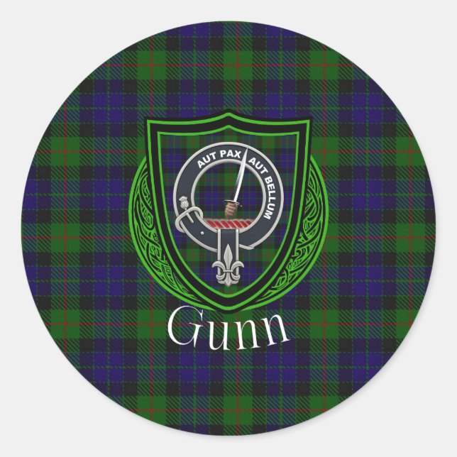Gunn Scottish Clan Tartan & Crest Runder Aufkleber (Vorderseite)
