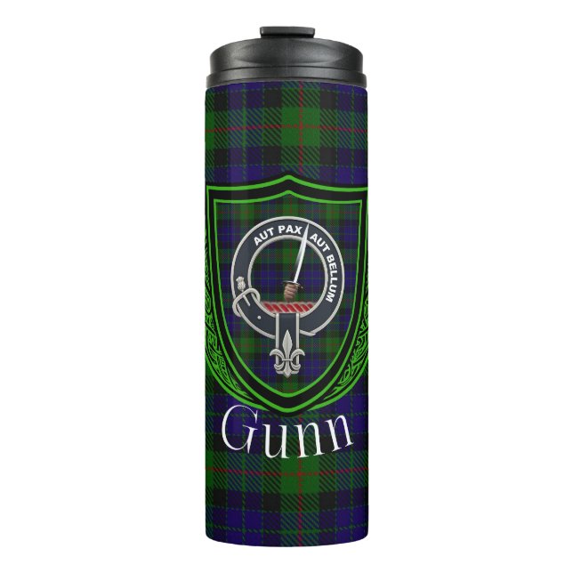 Gunn Scottish Clan Tartan & Crest Thermosbecher (Vorderseite)