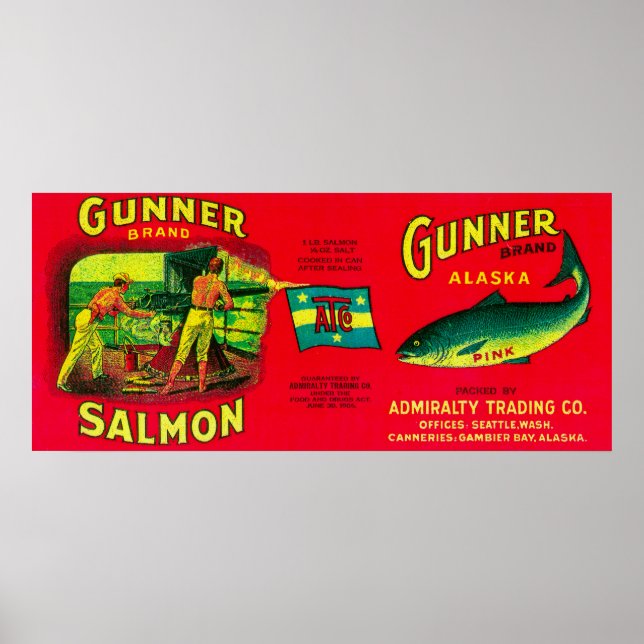 Gunner Lachs Can LabelGambier Bay, AK Poster (Vorne)