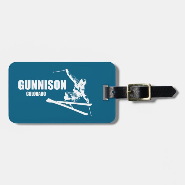 Gunnison Colorado Skifahrer Gepäckanhänger (Vorderseite horizontal)