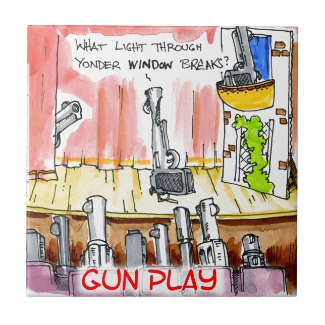 GunPlay Funny Cartoon Fliese (Vorderseite)