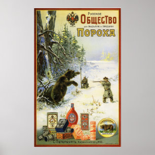 GUNPOWDER BEAR JAGD ALTES Sibirien Russland Advert Poster