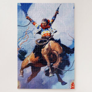 „Guns Ablazing“ Western Art von NC Wyeth Puzzle