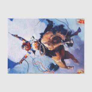 „Guns Ablazing“ Western-Kunst von NC Wyeth Seidenpapier