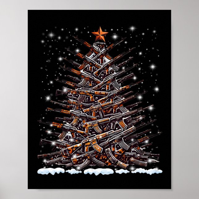 Guns Christmas Tree Funny Men Xmas For Gun Lover  Poster (Vorne)