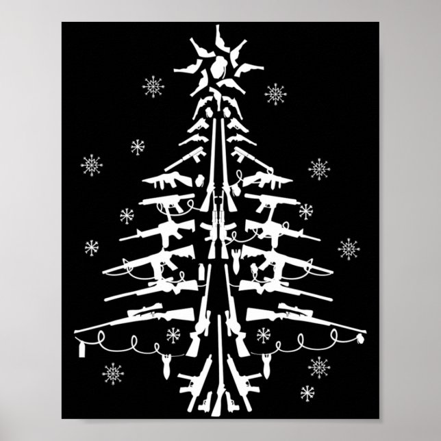 Guns Christmas Tree Xmas For Men Military  Poster (Vorne)