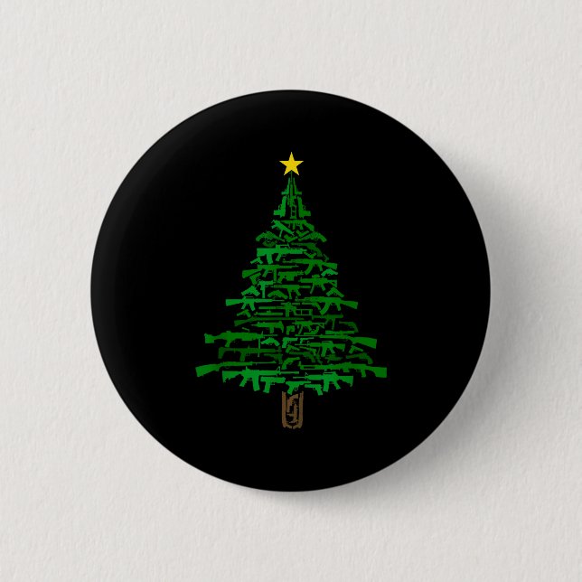Guns Christmas Tree - Xmas Gift For Guns Lover  Button (Vorderseite)