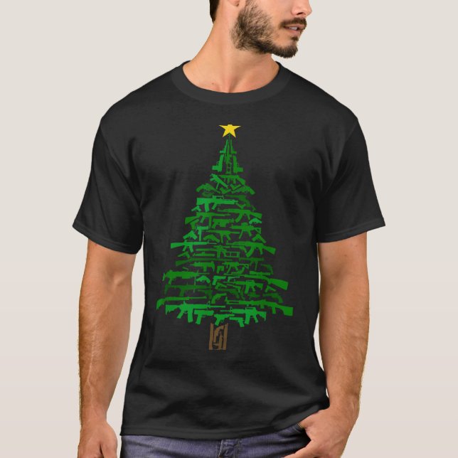 Guns Christmas Tree - Xmas Gift For Guns Lover  T-Shirt (Vorderseite)