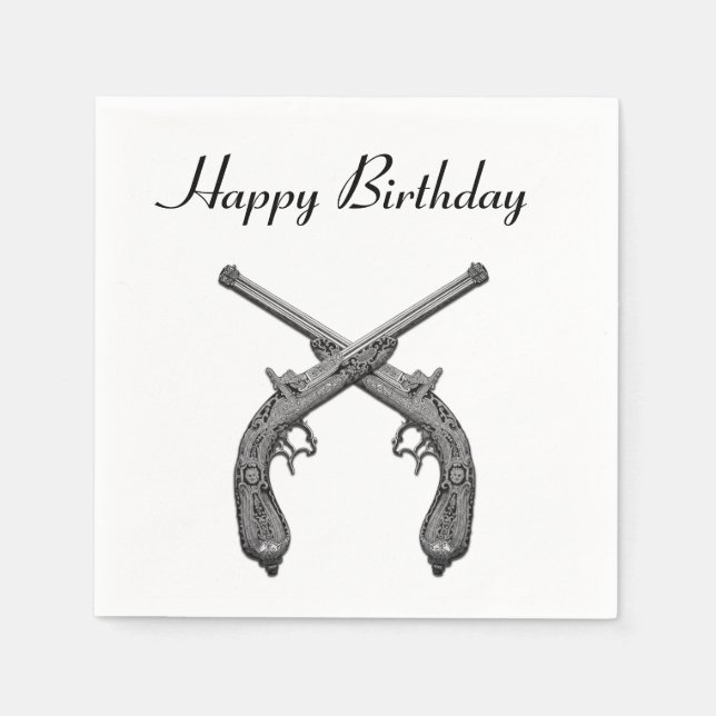 Guns Happy Birthday Serviette (Vorderseite)