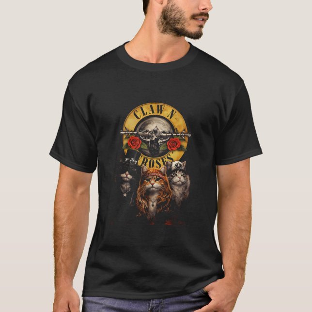 Guns N’ Roses Cat Parody Poster, Claw N Roses Rock T-Shirt (Vorderseite)