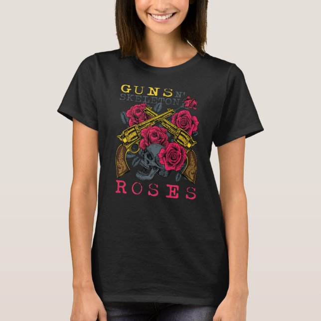 Guns N' Skeletton Halloween-Rose T-Shirt (Vorderseite)