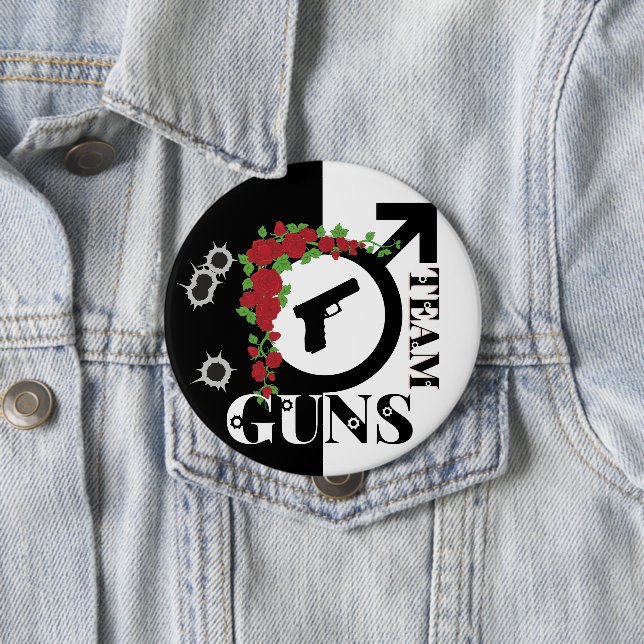 Guns or Roses Gender Reveal Baby Shower | Team GUN Button (Beispiel)