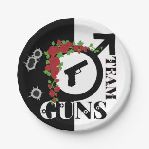 Guns or Roses Gender Reveal Baby Shower Team GUN Pappteller