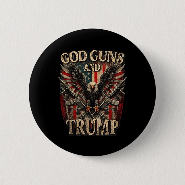 Guns und Trump 2. Flag Adler Button (Vorderseite)