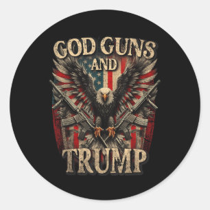Guns und Trump 2. Flag Adler Runder Aufkleber