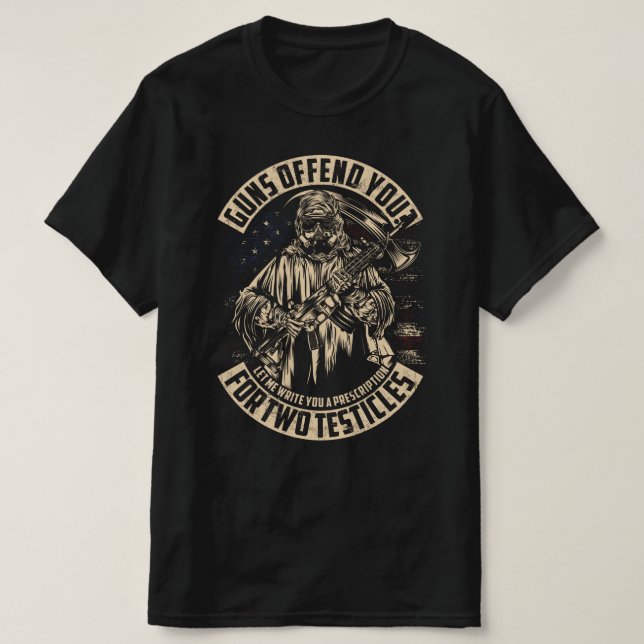 GUNS VERTEIDIGT SIE FÜR ZWEI TESTICLES VETERANS TA T-Shirt (Design vorne)