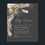 Günstige Babyduschpampen, modern schwarz elegant Flyer<br><div class="desc">Die preiswerte Babydusche Pampas Gras und Eukalyptus modernes boho elegantes Party laden zum Design ein. In einer zeitgenössischen Terrakotta,  Salbei grün,  natürlich,  creme und schwarz.</div>