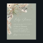Günstige Babyduschpampen Moderne, elegante Fliege Flyer<br><div class="desc">Günstige Babydusche Pampas Gras und Eukalyptus moderne boho elegante Party Design. In einer zeitgenössischen Terrakotta,  Salbei grün,  natürlich,  creme und schwarz.</div>