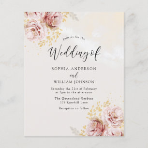 Günstige Blush Bloral Wedding Einladung