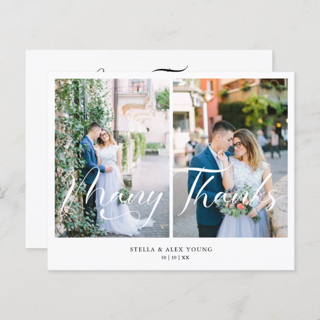 Günstige Bride & Groom 2 Fotos Kollage Hand Lettis (Vorne/Hinten)