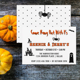 Günstige Casual Orange & Black Halloween-Einladung Mitteilungskarte