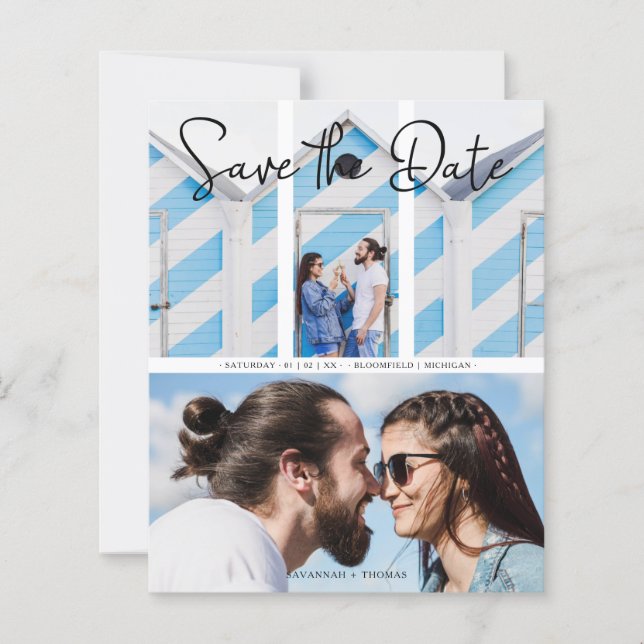 Günstige Hochzeit Moderne Elegante Collage 2 Fotos (Vorderseite)