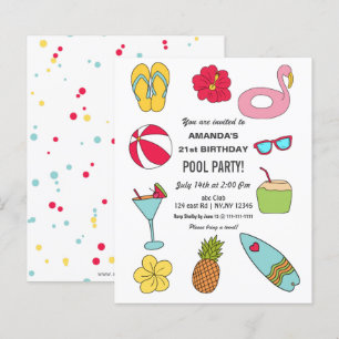Günstige lustige Sommer-Poolparty-Geburtstags-Einl