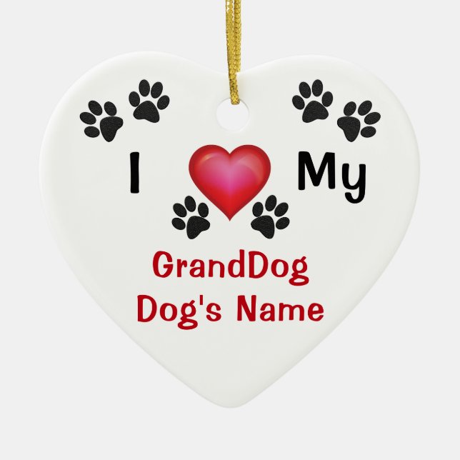 Günstige Personalisierte Liebe mein GrandDog-Ornam Keramik Ornament (Vorne)