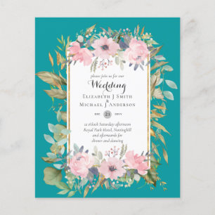 Günstige rosa errötende Blumenhochzeit im Budget R Flyer