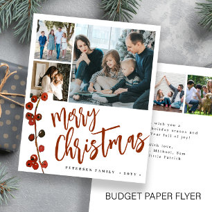 Günstige rote Frohe Weihnachten Foto Weihnachtskar Flyer