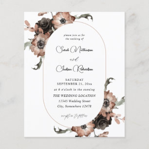 Günstige Schwarze und natürliche Blumenhochzeit Flyer