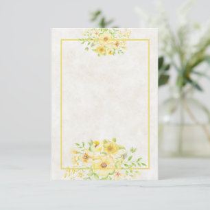 Günstiges Budget Gelbe Aquarell-Blumen-Hochzeits-E Einladung
