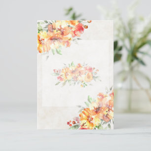 Günstiges Budget Ginger-Wasserfarben-Blumen-Hochze Einladung