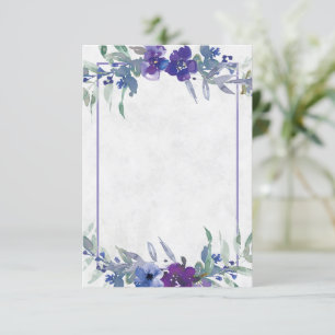 Günstiges Budget Lila und blaues florales Hochzeit Einladung