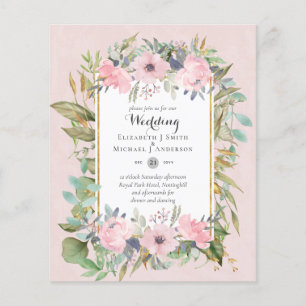 Günstiges Budget Rosa Hauch Rosa Florales Hochzeit Flyer