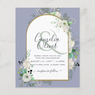 Günstigste BUDGET Weiße Rosen Hochzeitseinladungen Flyer
