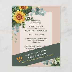 GÜNSTIGSTE HOCHZEITSEINLADUNGEN Sonnenblumen Eukal Flyer