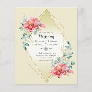 GÜNSTIGSTES rotes Rosen-Blumen-Hochzeitseinladungs Flyer
