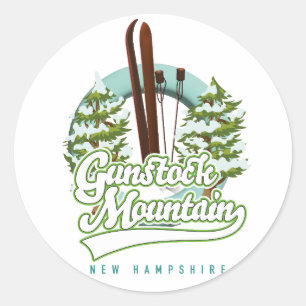 Gunstock Mountain New Hampshire Skiposter Runder Aufkleber