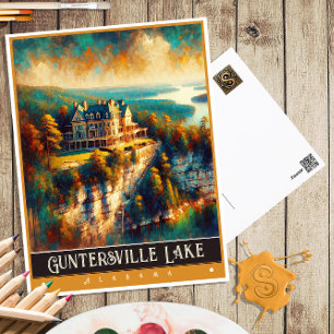 Guntersville Lake, Alabama Vintage Gemälde Postkarte