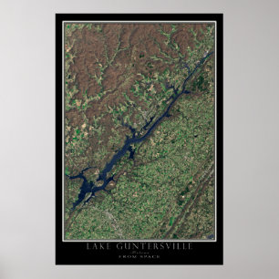 Guntersville Lake Alabama Von der Satelliten-Karte Poster
