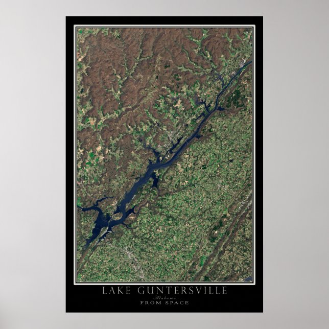 Guntersville Lake Alabama Von der Satelliten-Karte Poster (Vorne)