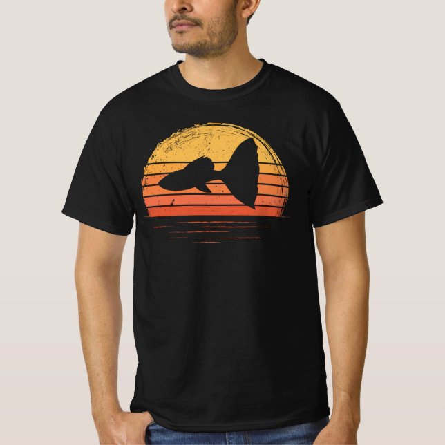 Guppy Retro Sunset Pet Guppy Fisch T-Shirt (Vorderseite)