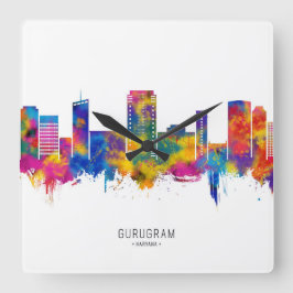 Gurgaon Haryana Skyline Quadratische Wanduhr