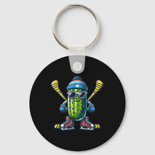 Gurken-Eishockey-Cooler-Pickel-Schlittschuhläufer Schlüsselanhänger
