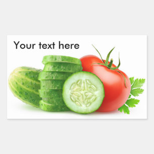 Gurken schneiden und Tomaten Rechteckiger Aufkleber