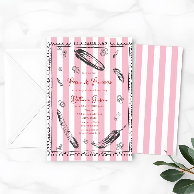 Gurken Schnuller Sketch Doodle Boy Babydusche Einladung (Von Creator hochgeladen)