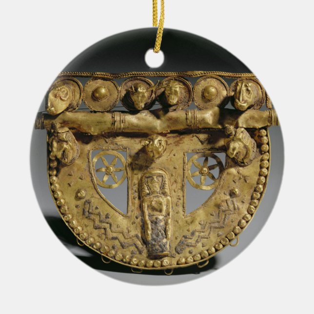 Gurt-Schnalle mit granulierter Dekoration, Keramikornament (Vorne)