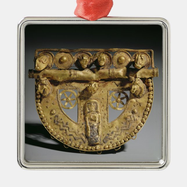 Gurt-Schnalle mit granulierter Dekoration, Silbernes Ornament (Vorne)